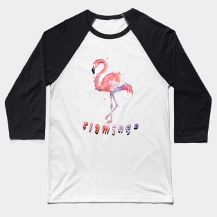 Flamingo water color Baseball T-Shirt